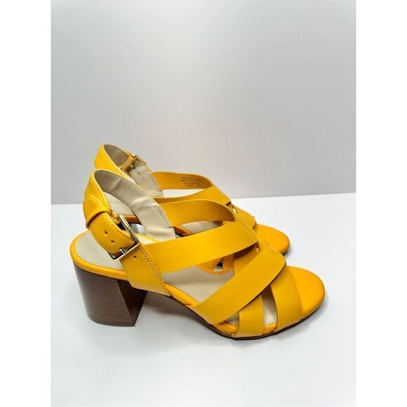 Cole‎ Haan Sandals Womens Size 5.5B Yellow Open Toe Ankle Strap Block Heel - Picture 3 of 9